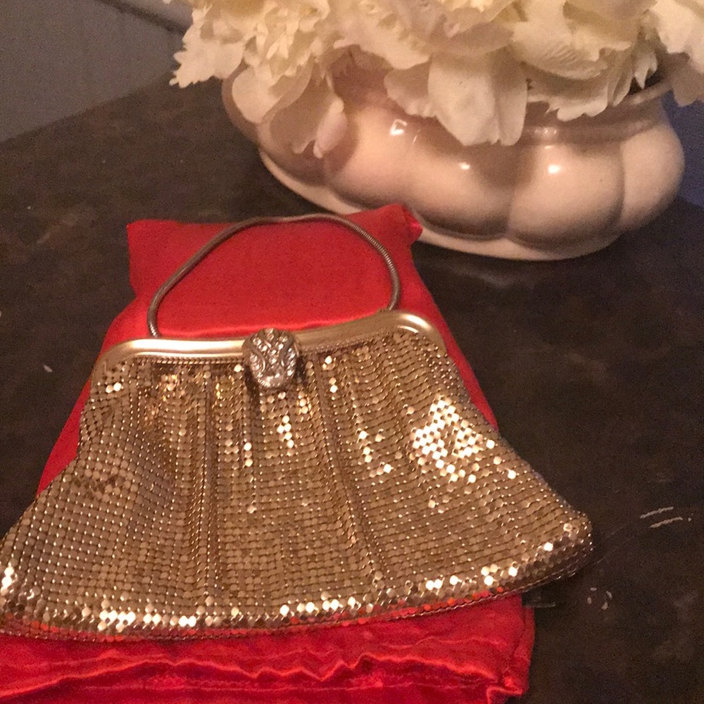 Whiting and Davis Gold Metal Mesh Evening Handbag